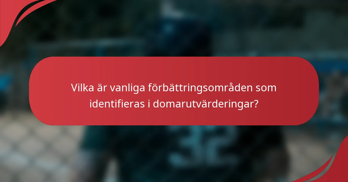 Vilka är vanliga förbättringsområden som identifieras i domarutvärderingar?